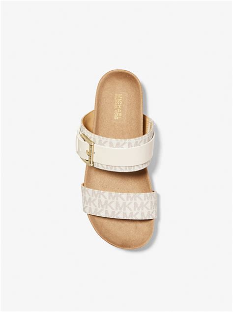 michael kors mylah logo and leather sandal|michael kors mylah sandals.